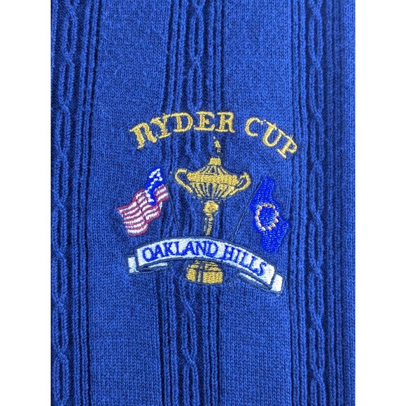 Cutter Buck Ryder Cup Oakland Hills Navy Blue V-Neck Sleeveless Sweater Vest Lrg - Picture 4 of 10